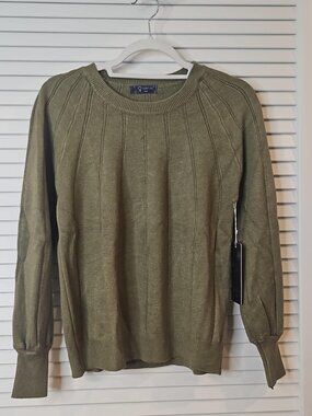 Snowflake Army Green Knit Sweater – New With Tags